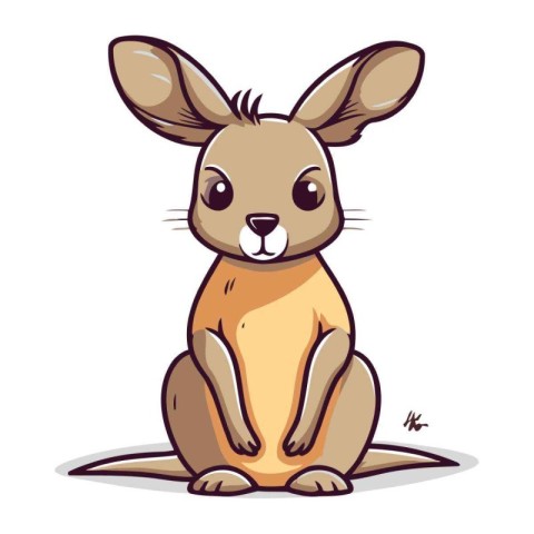 Kangaroo sitting on the ground. Vector illustration of a cartoon