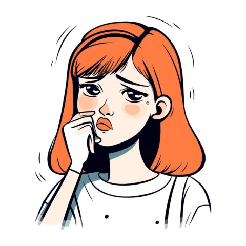 Illustration of a woman suffering from toothache. Vector illustr