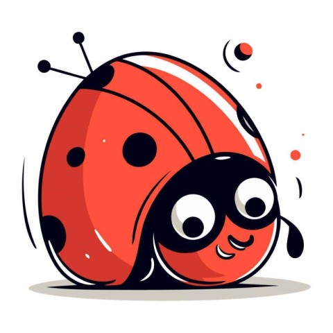 Cartoon ladybug on white background. Cute vector illustration.