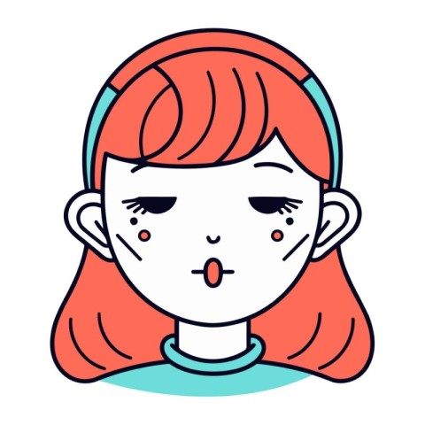 Cute girl with facial expression. Vector illustration in cartoon