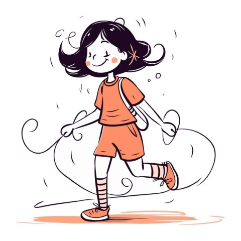 Vector illustration of a cute little girl in sportswear running.