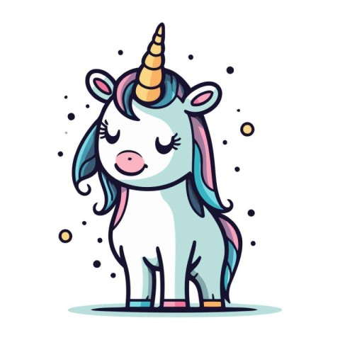 Cute cartoon unicorn. Vector illustration. Isolated on white bac