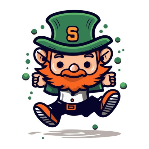 Leprechaun Running Vector Illustration. St. Patricks Day