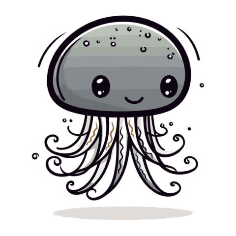 Cute jellyfish cartoon. Vector illustration isolated on white ba