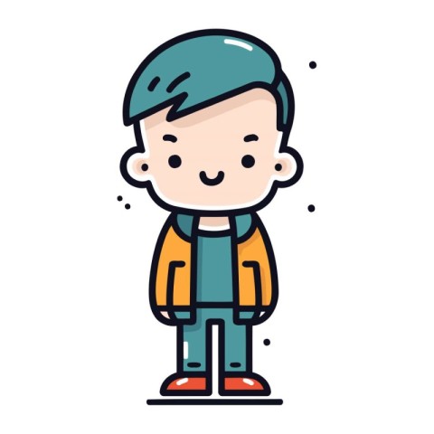 Cute boy cartoon character vector illustration. Happy little boy