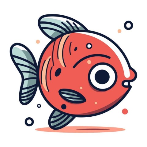 Cute cartoon fish. Vector illustration. Isolated on white backgr