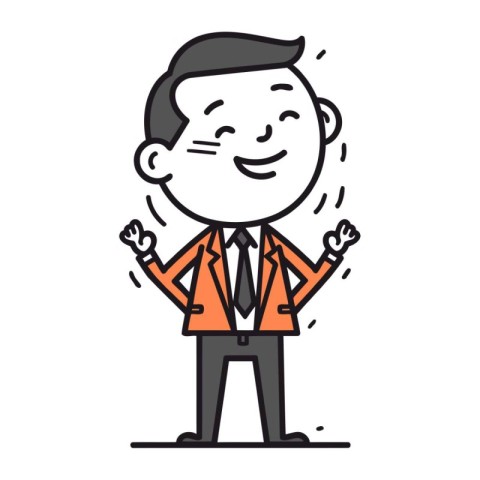 Businessman smiling and waving hands. Vector illustration in lin