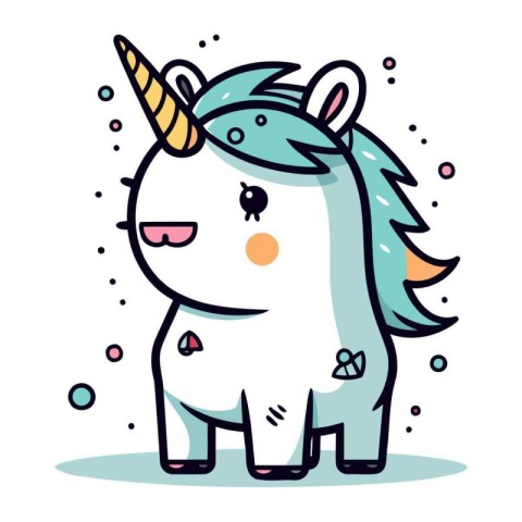 Cute cartoon unicorn. Vector illustration. Isolated on white bac