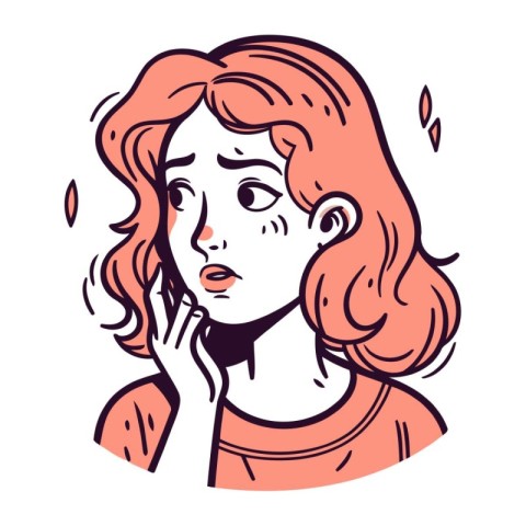 Vector illustration of a young woman with a surprised expression