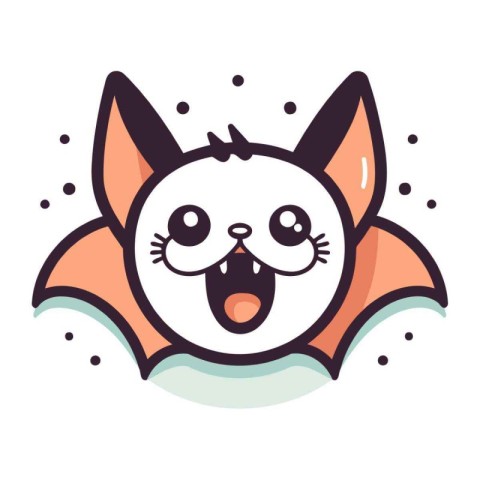 Cute cartoon bat. Vector illustration isolated on a white backgr