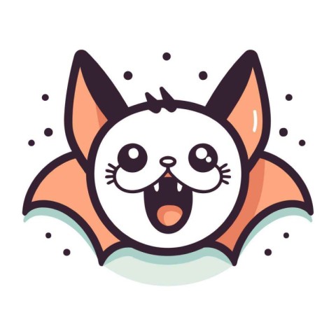 Cute cartoon bat. Vector illustration isolated on a white backgr