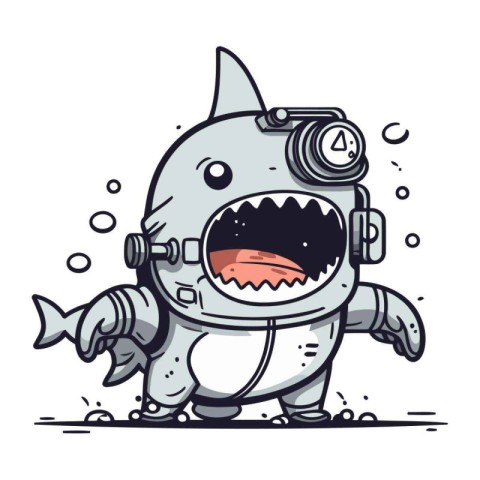 Cartoon shark. Vector illustration of a cute cartoon shark. Vect