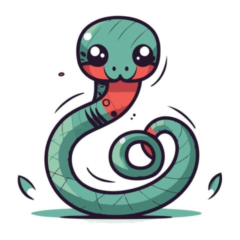 Cute cartoon snake. Vector illustration isolated on a white back