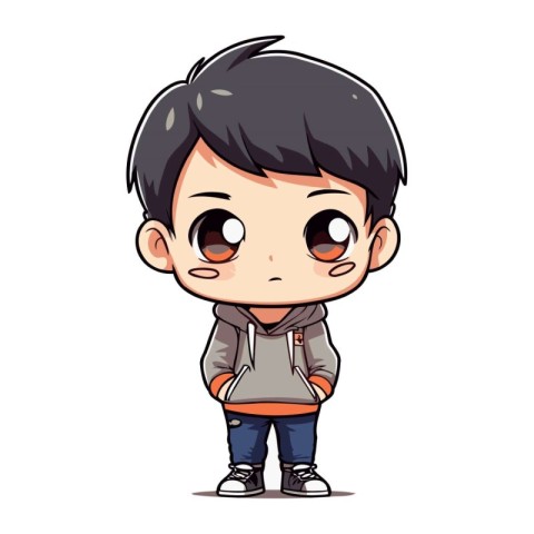 Cute little boy cartoon in casual clothes. Vector illustration i