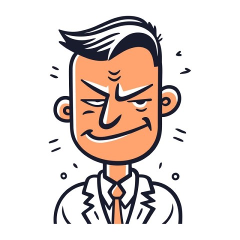 Angry businessman in suit. Vector illustration in thin line styl