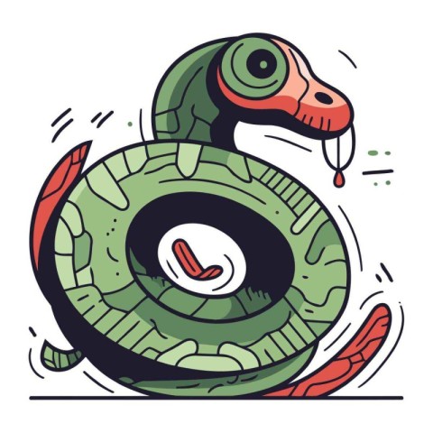 Cute cartoon snake. Vector illustration of a snake on white back