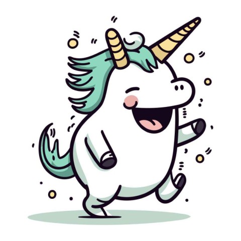 Funny cartoon unicorn. Vector illustration. Isolated on white ba