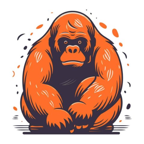 Gorilla orangutan vector illustration isolated on white backgrou