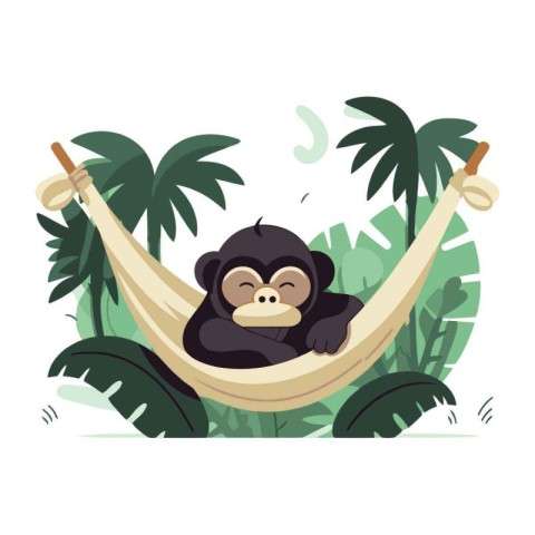 Cute monkey in hammock. Vector illustration in cartoon style.