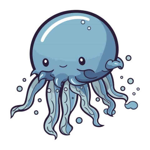 Illustration of a Cute Jellyfish Cartoon Mascot Character