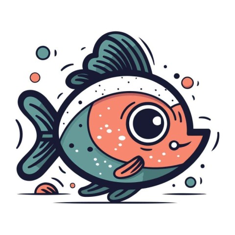 Cute cartoon fish. Vector illustration. Isolated on white backgr