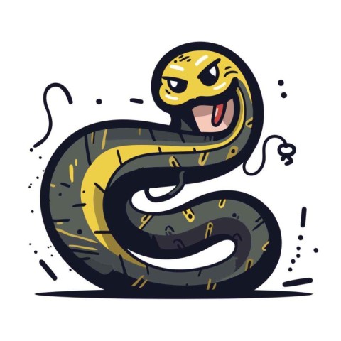 Vector illustration of cartoon snake. Isolated on a white backgr