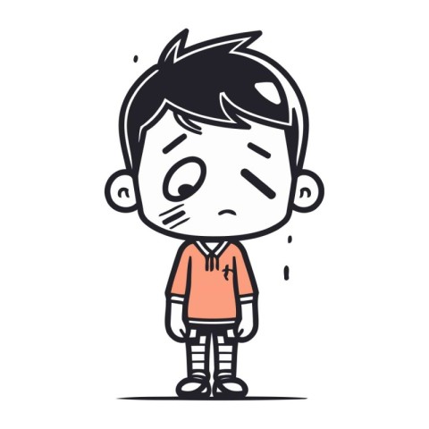 Sad boy cartoon character vector illustration. Sad boy character