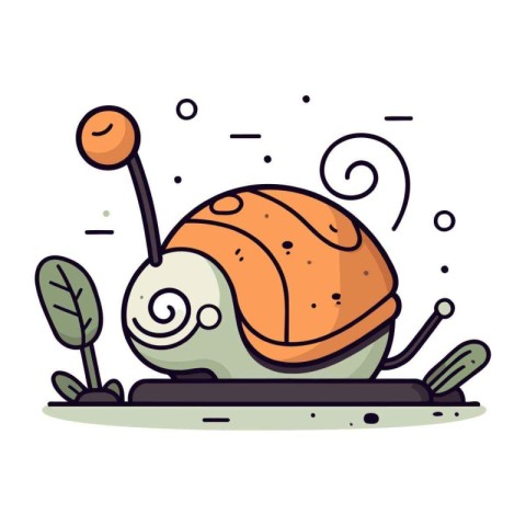 Cartoon snail vector illustration. Cute and funny snail characte