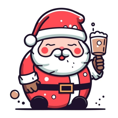 Santa Claus holding a glass of beer. Vector illustration in cart