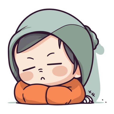 Cute little boy sleeping in pajamas. Vector illustration.