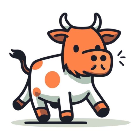 Cute cartoon cow. Vector illustration in doodle style.