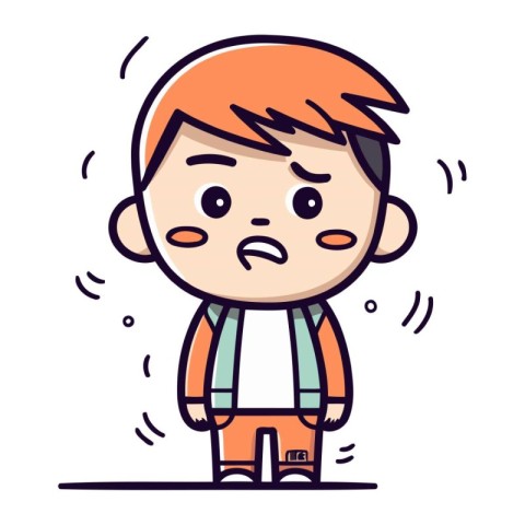 Boy feeling angry. vector illustration. clip art. flat design.