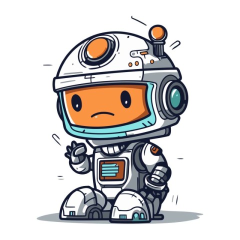 Cute Cartoon Astronaut Character with Sad Face Vector Illustrati