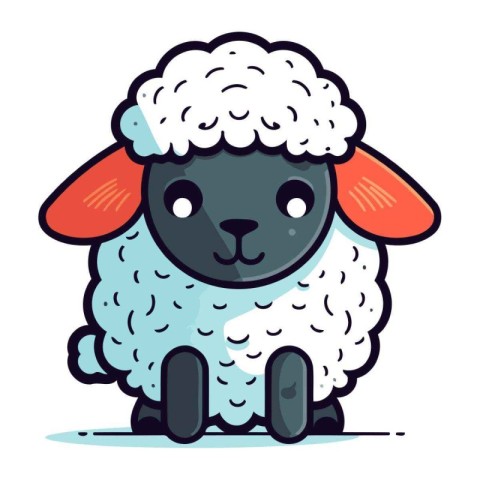 Cute sheep cartoon vector illustration. Cute animal character de