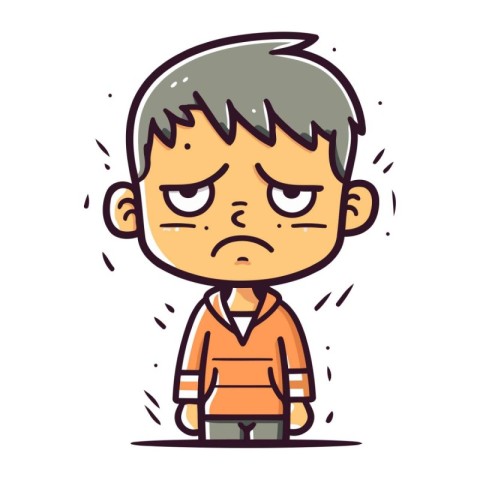 Angry boy. Vector illustration of sad boy. Sad boy.