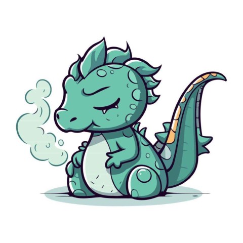 Cute cartoon dragon. Vector illustration of a funny green dragon