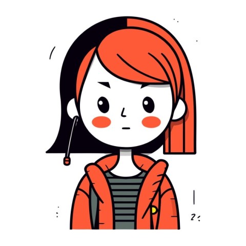 Vector illustration of a girl with red hair wearing a hoodie.