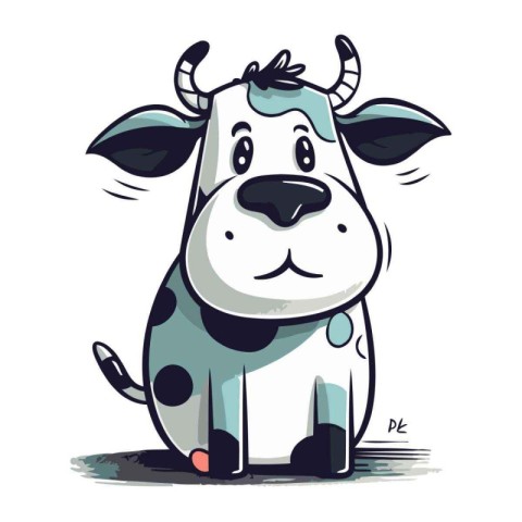 Illustration of a Cute Cartoon Cow on White Background   Vector