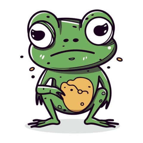 Frog with egg. Cute cartoon character. Vector illustration.