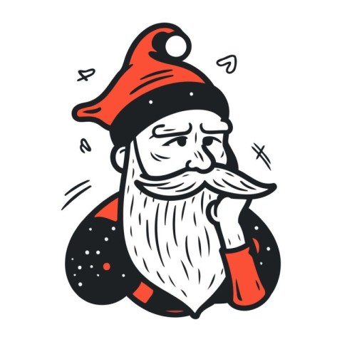 Santa Claus with a beard and mustache. Vector illustration in do