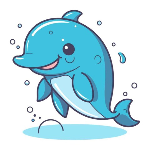 Cute cartoon dolphin. Vector illustration of a cute cartoon dolp