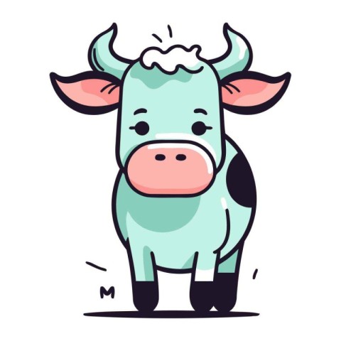 Cute cartoon cow. Vector illustration. Isolated on white backgro