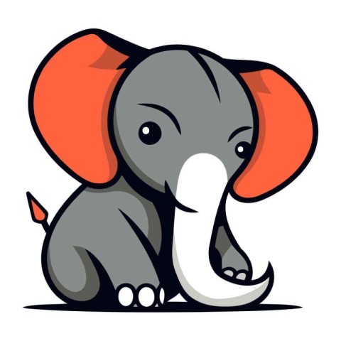 Elephant cartoon isolated on a white background. Vector illustra