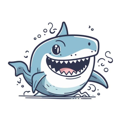 Cute cartoon shark. Vector illustration in a flat style. Isolate