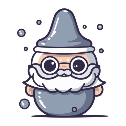 Cute cartoon Santa Claus with mustache and beard. Vector illustr