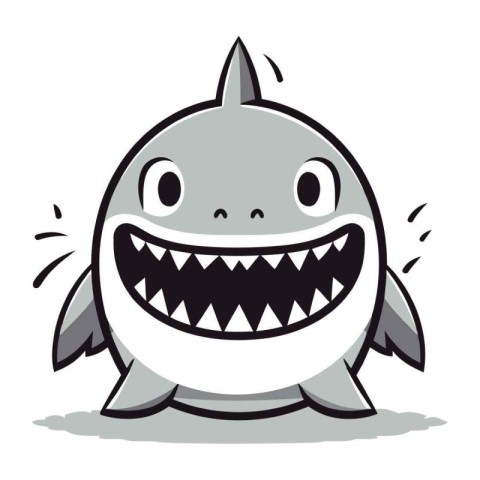 funny shark cartoon on white background. vector illustration. ep