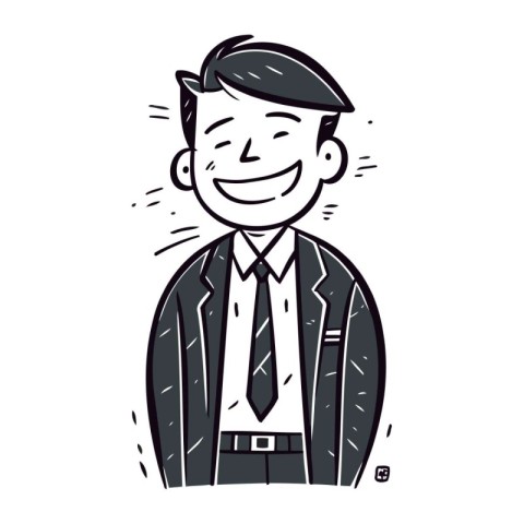 Retro cartoon style illustration of a man smiling and looking at