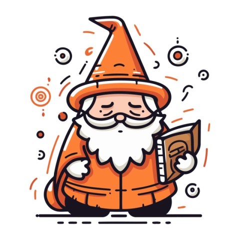 Cartoon gnome with book. Christmas and New Year vector illustrat