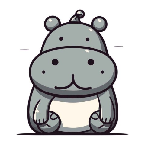 Cute hippo cartoon vector illustration. Cute hippo character.