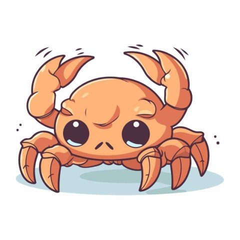 Cute cartoon crab. Vector illustration. Isolated on white backgr